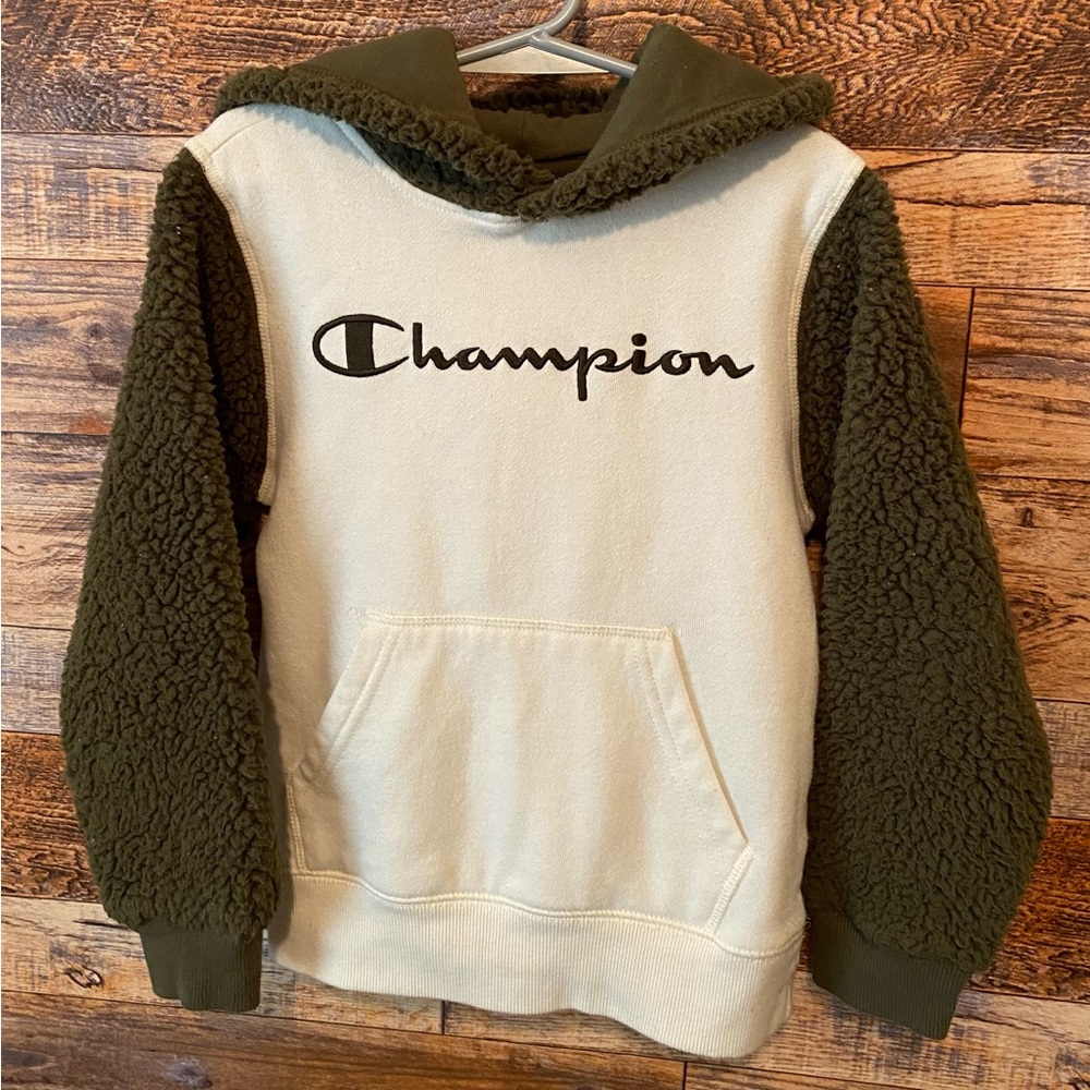 Champion Olive Sherpa Hoodie YOUTH Size 6